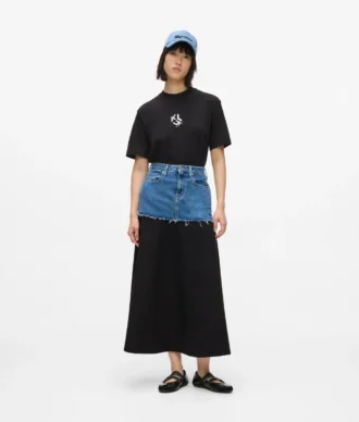 Denim-paneelinen maxihame