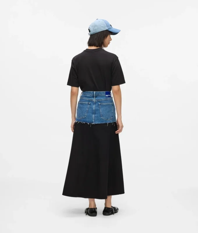 Denim-paneelinen maxihame Denim-paneelinen maxihame