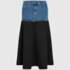 Denim-paneelinen maxihame Denim-paneelinen maxihame