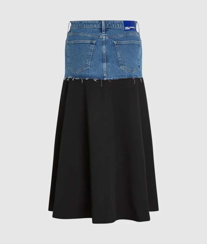 Denim-paneelinen maxihame Denim-paneelinen maxihame