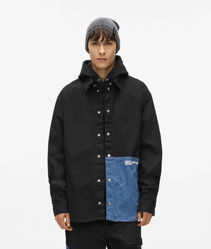 Denim-paneelinen overshirt Denim-paneelinen overshirt