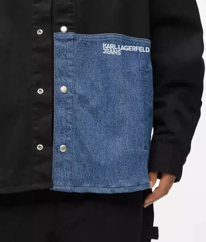 Denim-paneelinen overshirt Denim-paneelinen overshirt