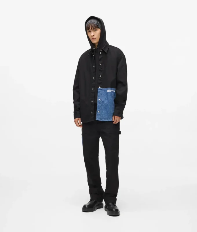 Denim-paneelinen overshirt Denim-paneelinen overshirt