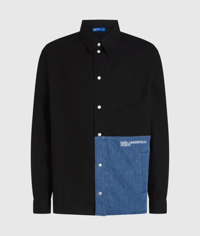 Denim-paneelinen overshirt Denim-paneelinen overshirt