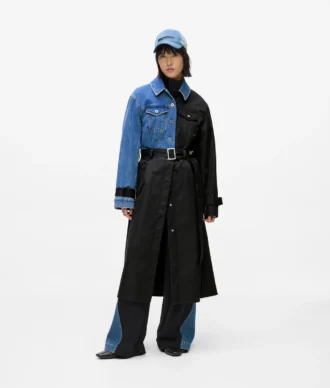 Denim-paneelinen trenssitakki