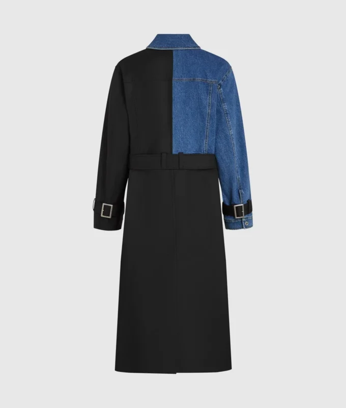 Denim-paneelinen trenssitakki