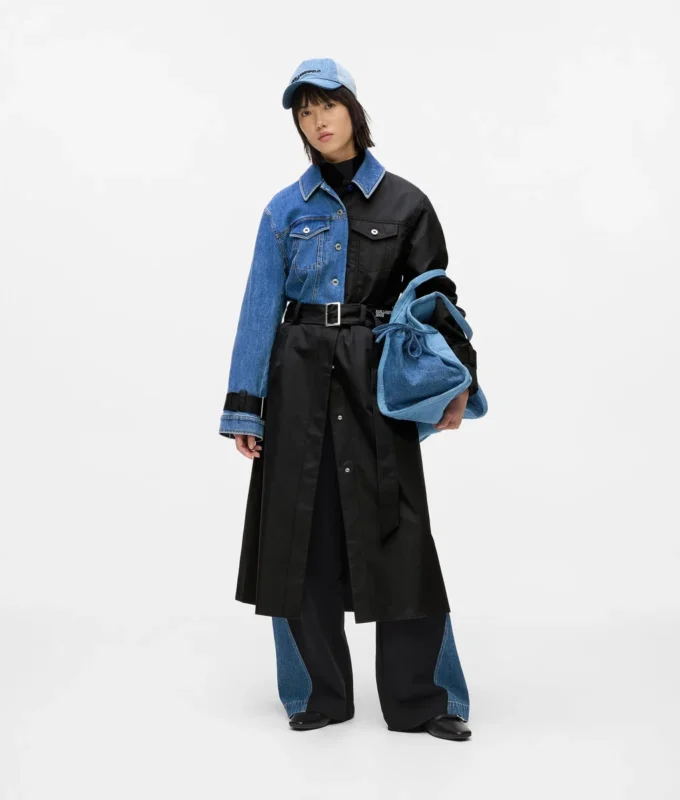 Denim-paneelinen trenssitakki