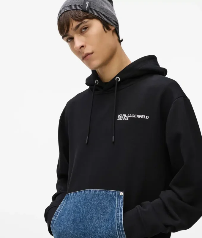 Denim-taskuinen huppari Denim-taskuinen huppari