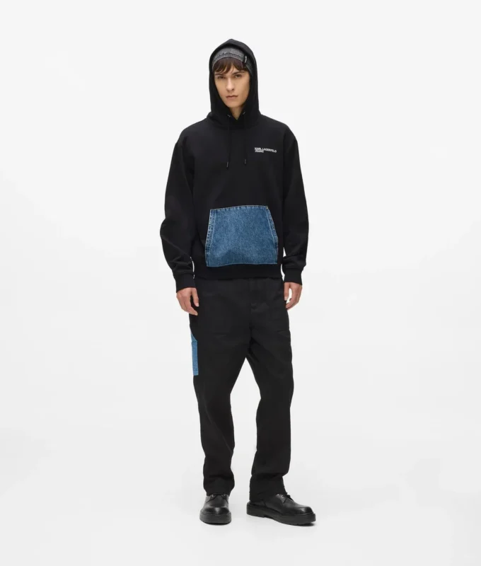 Denim-taskuinen huppari Denim-taskuinen huppari