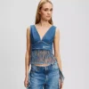 FRINGED DENIM TOP FRINGED DENIM TOP