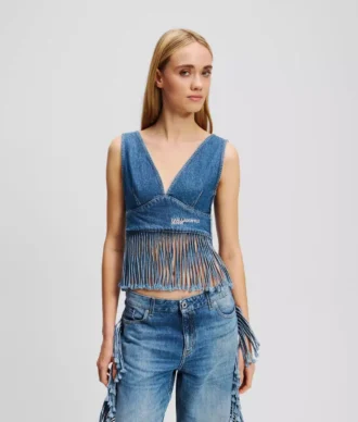 FRINGED DENIM TOP