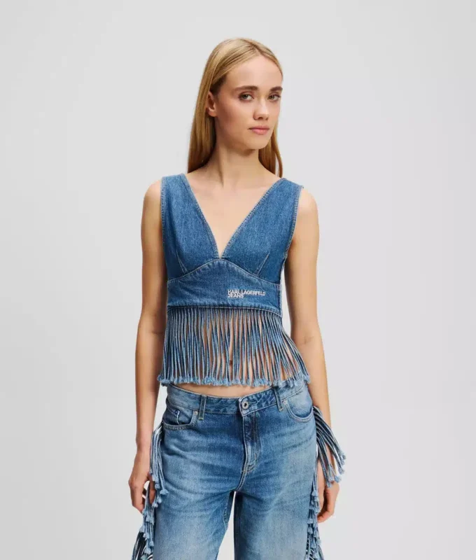 FRINGED DENIM TOP FRINGED DENIM TOP