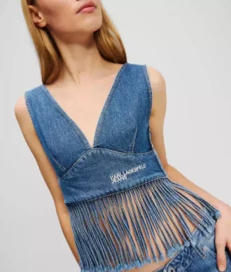 FRINGED DENIM TOP