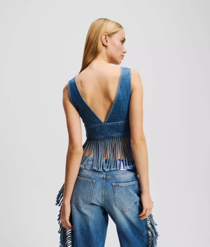 FRINGED DENIM TOP FRINGED DENIM TOP