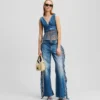 FRINGED DENIM TOP FRINGED DENIM TOP