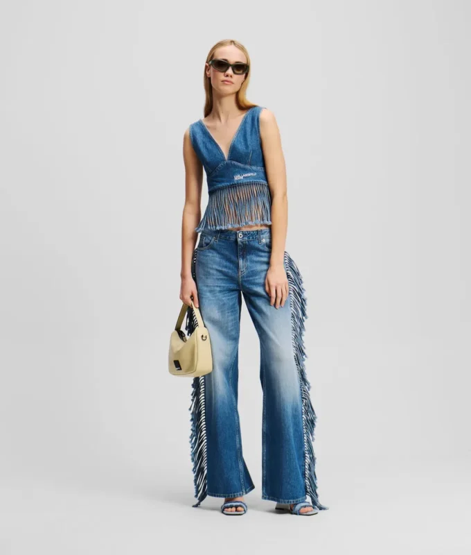 FRINGED DENIM TOP FRINGED DENIM TOP