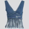 FRINGED DENIM TOP FRINGED DENIM TOP