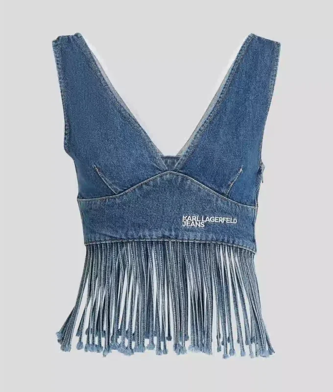 FRINGED DENIM TOP FRINGED DENIM TOP