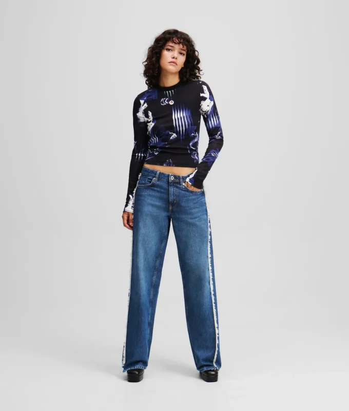 FRINGED MID-RISE RELAXED JEANS FRINGED MID-RISE RELAXED JEANS