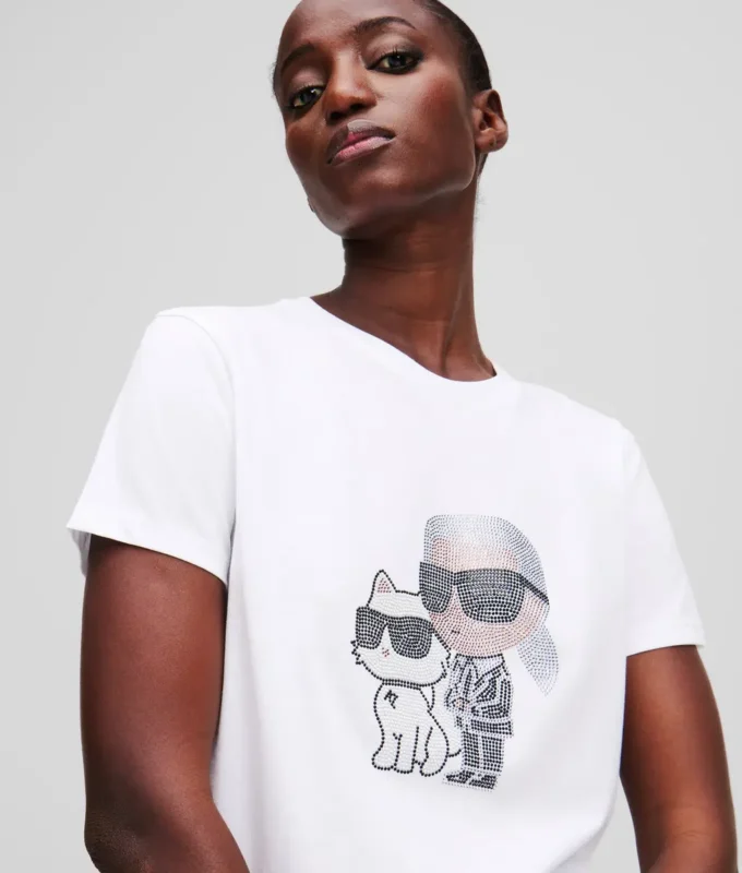IKON KARL & CHOUPETTE RHINESTONE T-PAITA IKON KARL & CHOUPETTE RHINESTONE T-PAITA