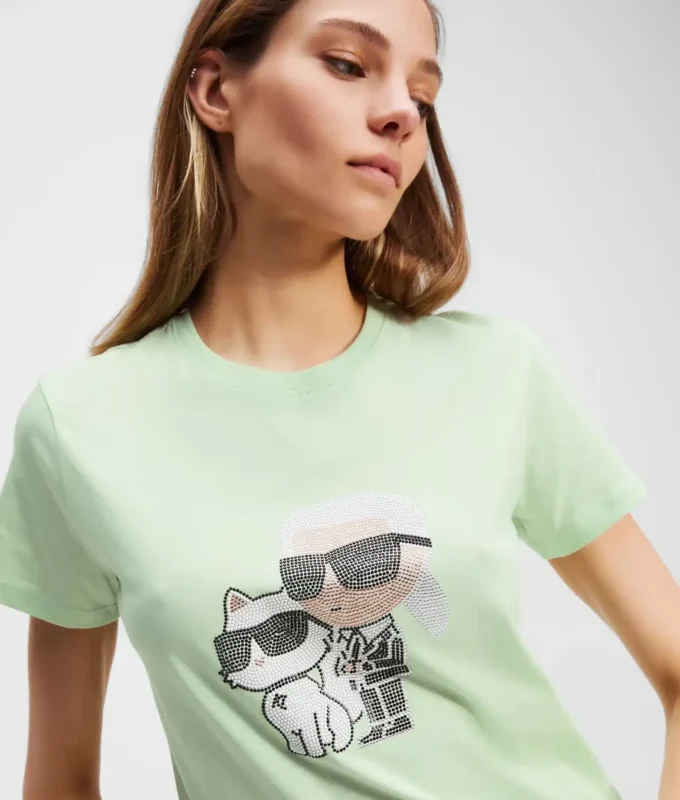 IKON KARL & CHOUPETTE RHINESTONE T-PAITA IKON KARL & CHOUPETTE RHINESTONE T-PAITA