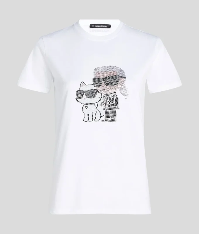IKON KARL & CHOUPETTE RHINESTONE T-PAITA IKON KARL & CHOUPETTE RHINESTONE T-PAITA