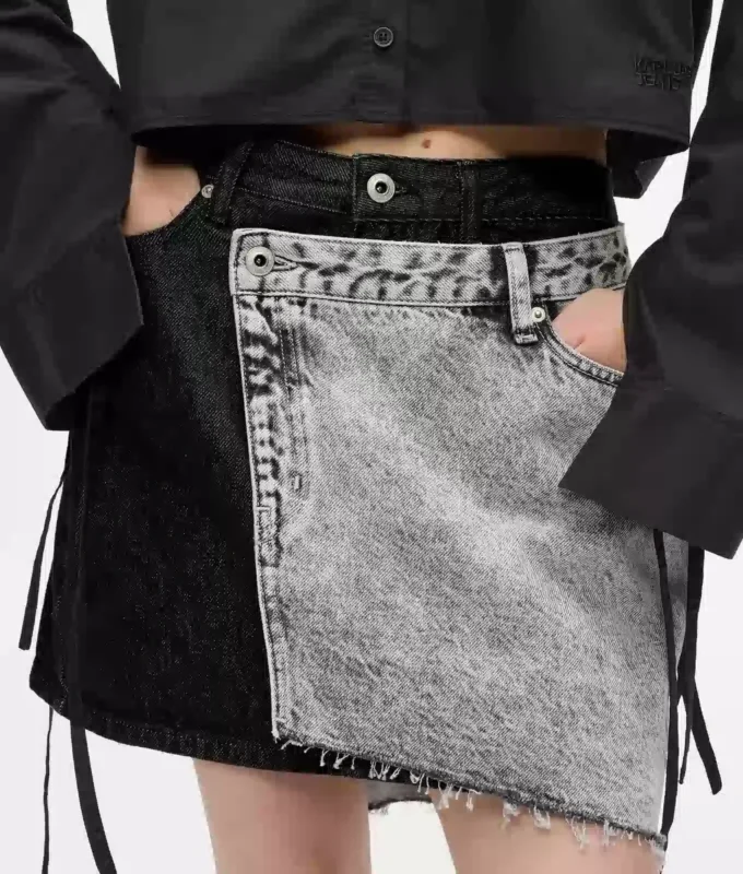 Kaksisävyinen denim-minihame Kaksisävyinen denim-minihame
