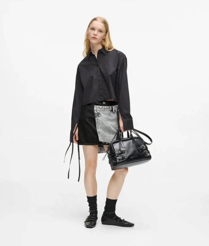 Kaksisävyinen denim-minihame Kaksisävyinen denim-minihame