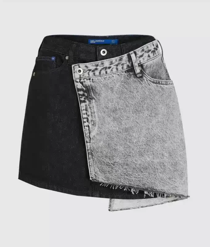 Kaksisävyinen denim-minihame Kaksisävyinen denim-minihame
