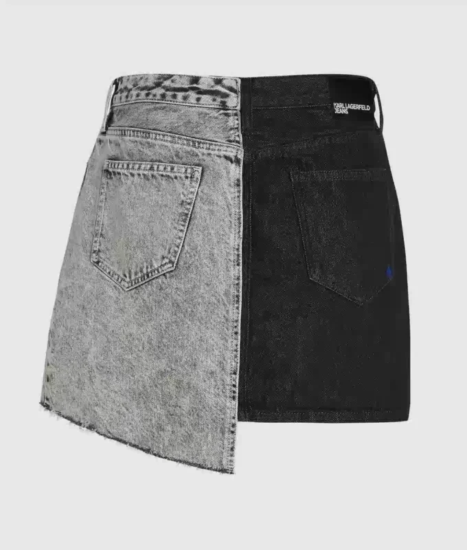 Kaksisävyinen denim-minihame Kaksisävyinen denim-minihame