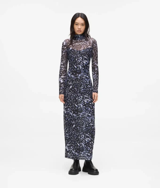 Koko pinnan kattava printtinen mesh-mekko Koko pinnan kattava printtinen mesh-mekko