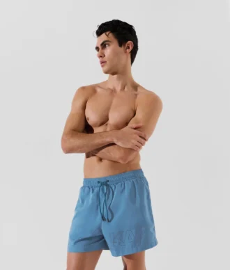 METALLIC LOGO SHORT-LENGTH BOARDSHORTS