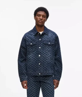 Monogram-kuvioinen denimtakki