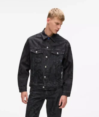 Monogram-kuvioinen denimtakki