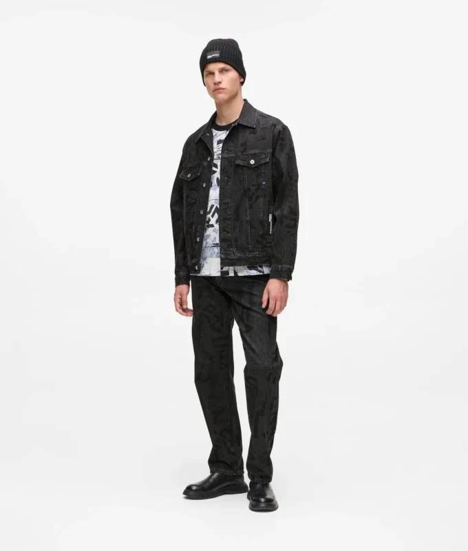 Monogram-kuvioinen denimtakki