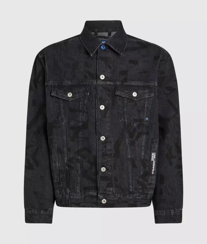 Monogram-kuvioinen denimtakki