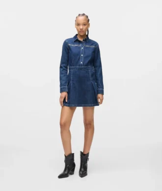 Nastoitettu denim-mekko