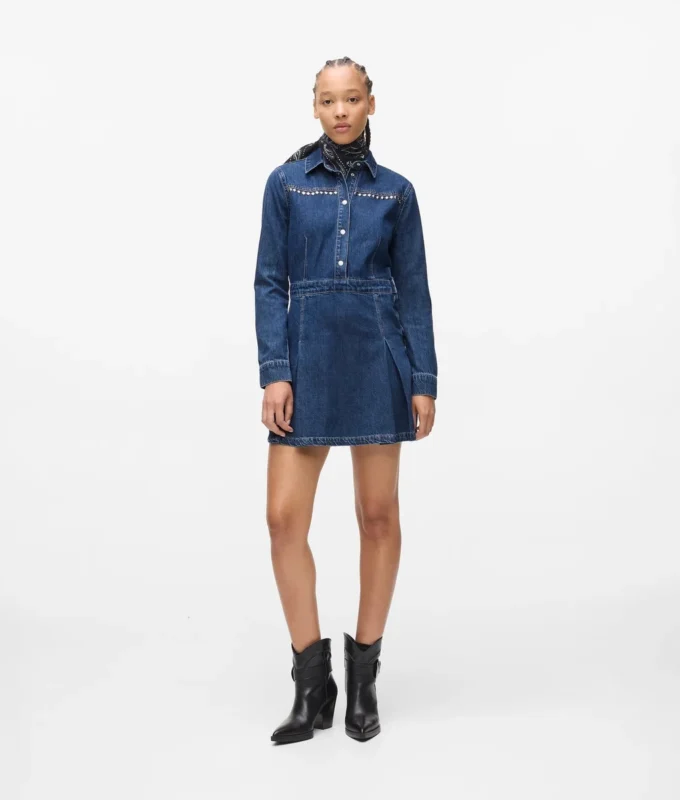 Nastoitettu denim-mekko
