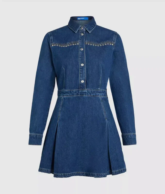 Nastoitettu denim-mekko