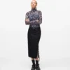 Nauhallinen denim-midihame Nauhallinen denim-midihame