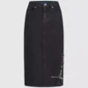 Nauhallinen denim-midihame Nauhallinen denim-midihame