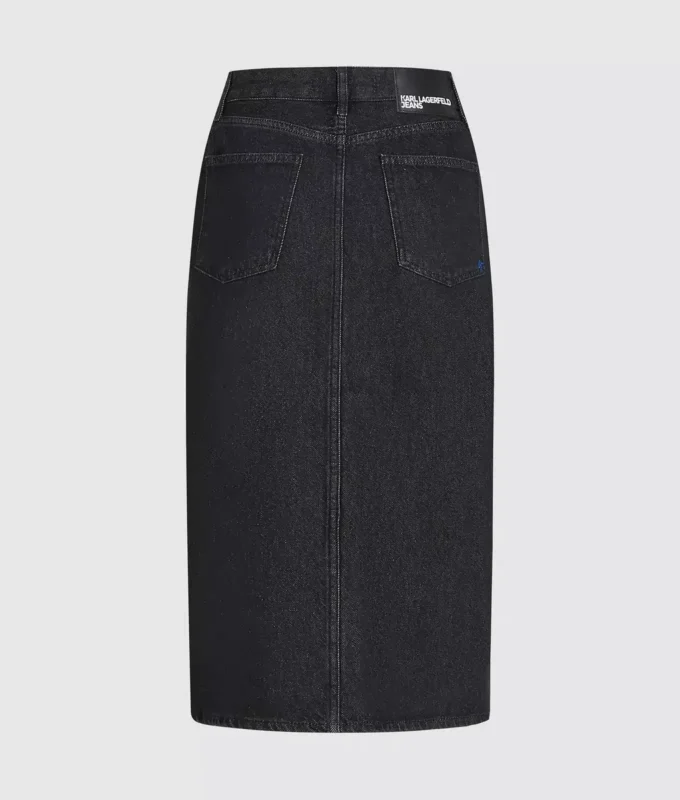 Nauhallinen denim-midihame Nauhallinen denim-midihame
