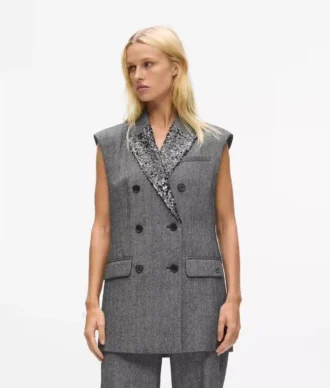 Paljettikoristeltu tweed-liivi