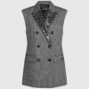 Paljettikoristeltu tweed-liivi Paljettikoristeltu tweed-liivi