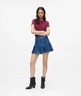 Pliseerattu denim-minihame