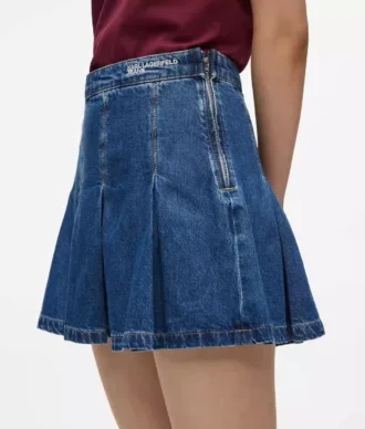 Pliseerattu denim-minihame