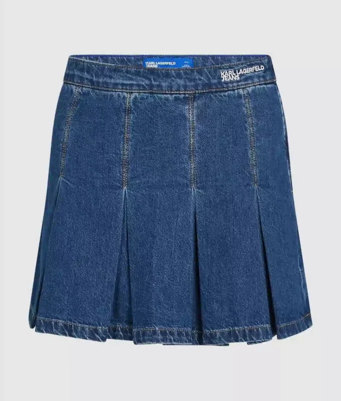 Pliseerattu denim-minihame Pliseerattu denim-minihame