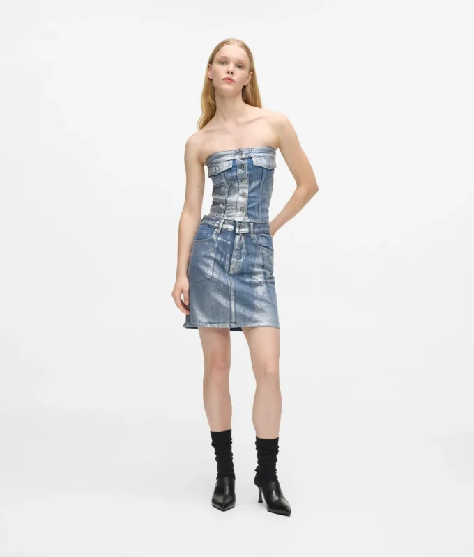 Päällystetty denim-minihame