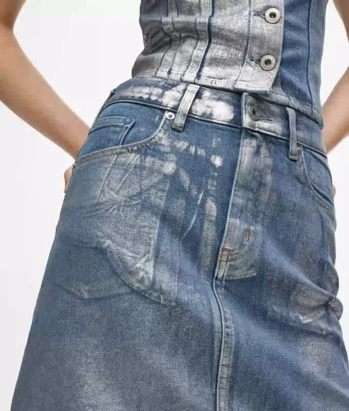 Päällystetty denim-minihame