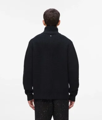 Puolivetoketjullinen turtleneck-villapaita Puolivetoketjullinen turtleneck-villapaita